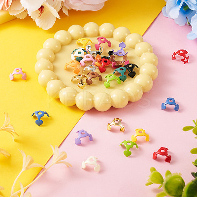 28Pcs 14 Colors Acrylic Flowers Beads Caps FIND-TA0005-11-1