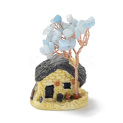 Resin & Natural Aquamarine Model Ornament DJEW-Z001-01B-1