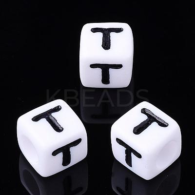 Acrylic Horizontal Hole Letter Beads PL37C9129-T-1