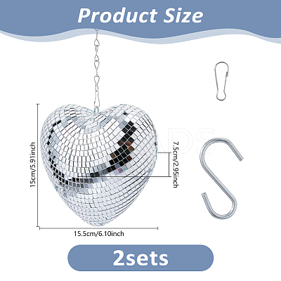Heart Glass Mirror Ball Reflective Ball AJEW-WH0036-123A-1
