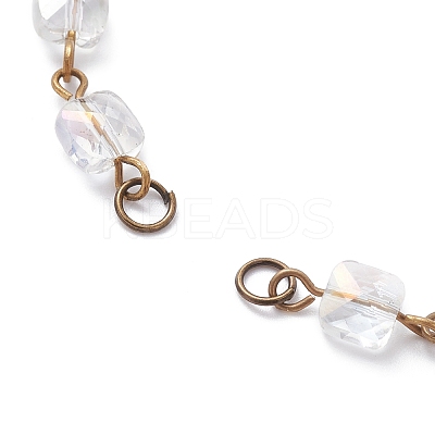 Square Faceted Glass Beaded Link Chain Bracelet Making AJEW-JB01150-51-1