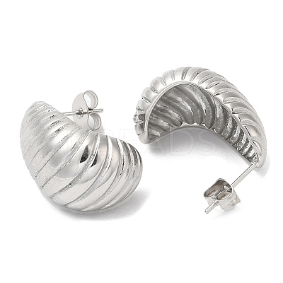 Non-Tarnish 304 Stainless Steel Croissant Stud Earrings EJEW-B026-17P-1