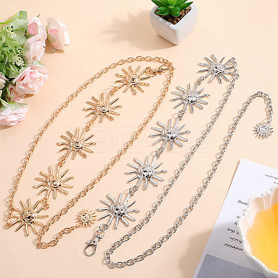 2Pcs 2 Colors Alloy Link Chain Belts AJEW-GF0009-21B-1