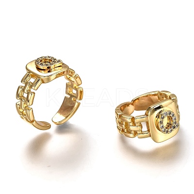 Brass Micro Pave Clear Cubic Zirconia Cuff Rings RJEW-H541-01Q-G-1