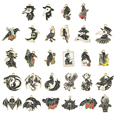16Pcs 16 Styles Alloy Enamel Pendants ENAM-YW0004-93-1