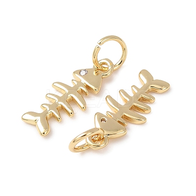 Brass Micro Pave Cubic Zirconia Charms KK-C143-41B-G-1