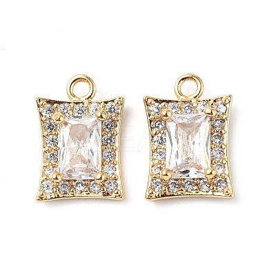 Brass Micro Pave Clear Cubic Zirconia Charms KK-E068-VF224-1
