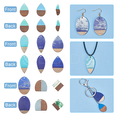 18Pcs 9 Styles Resin & Walnut Wood Pendants RESI-PH0002-02-1