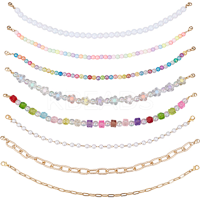 8Pcs 8 Styles Acrylic Beads & Aluminum Cable Chains & 304 Stainless Steel Baseball Cap Chain HJEW-SC0002-47-1