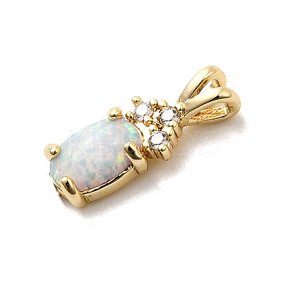 Synthetic Opal Flat Round Oval Charms KK-H089-05B-01-1
