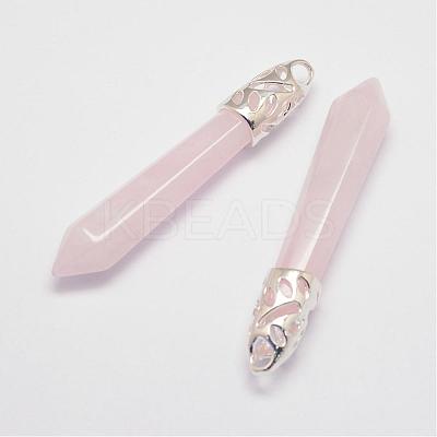Natural Rose Quartz Big Pointed Pendants G-D860-C07-P-1