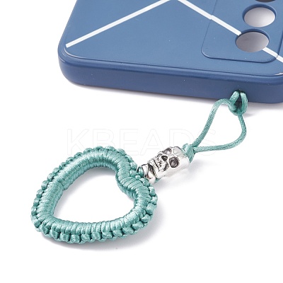 Heart Braided Nylon Cord Mobile Accessories HJEW-JM00607-02-1