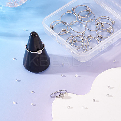 18Pcs 304 Stainless Steel Finger Ring Rhinestone Settings STAS-TA0005-86P-1