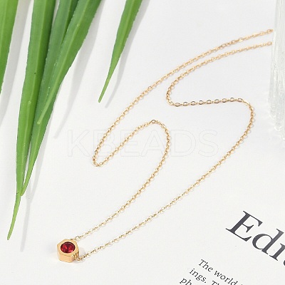 Ion Plating(IP) 304 Stainless Steel Cubic Zirconia Hexagon Pendant Cable Chain Necklaces NJEW-P320-16G-04-1