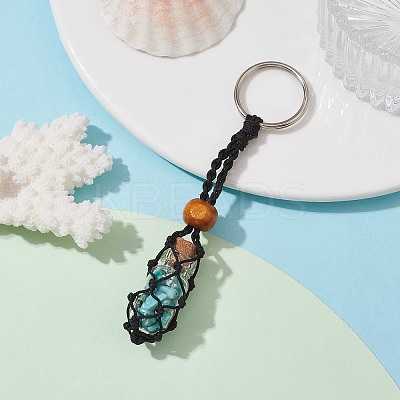 Synthetic Turquoise Wishing Bottle Keychain KEYC-JKC00726-01-1