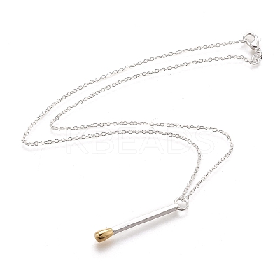 Brass Matchstick Pendant Necklaces LS-NJEW-F279-01S-RS-1