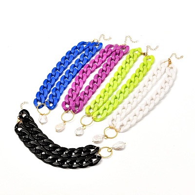Ring with Natural Pearl Pendant Necklace for Teen Girl Women NJEW-JN03712-1