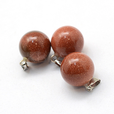 Round Synthetic Goldstone Pendants G-Q434-03-1