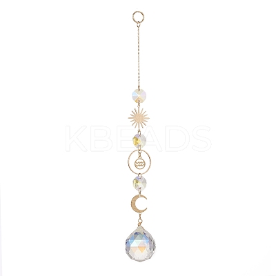 Glass Teradrop Hanging Suncatchers HJEW-JM00929-1