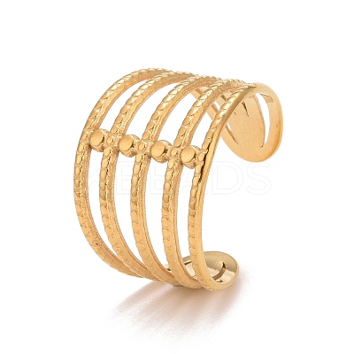 Ion Plating(IP) 304 Stainless Steel Chunky Open Cuff Ring for Women RJEW-A005-35G-1