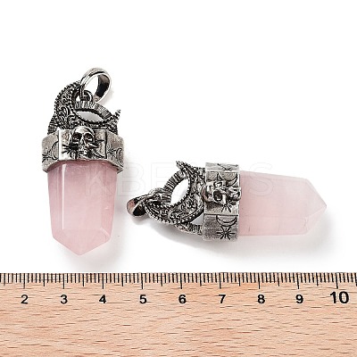 Natural Rose Quartz Faceted Sword Pendants G-Q163-01AS-06-1