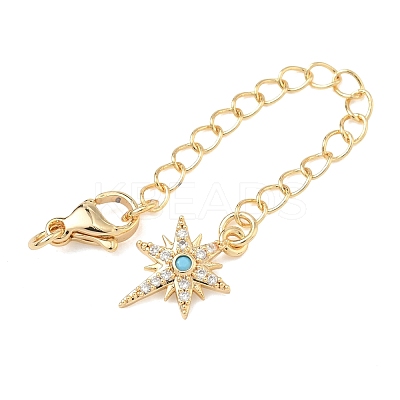 Brass Micro Pave Clear Cubic Zirconia Curb Chain Extender KK-G556-07G-1
