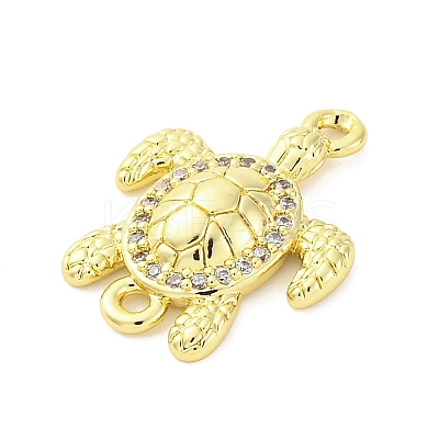 Brass Micro Pave Clear Cubic Zirconia Connector Charms KK-D325-06G-02-1