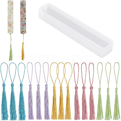 DIY Bookmark Making Kits. with Transparent Acrylic & Polyester Tassel Decoration DIY-SP0001-92A-1