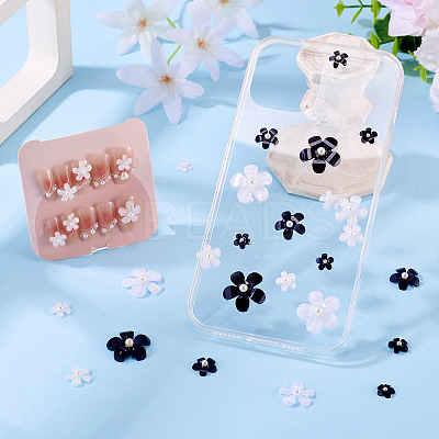 100Pcs 10 Styles Flower Resin Cabochons RESI-TA0004-28A-1