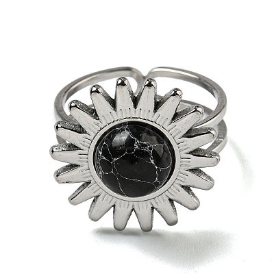 Sun 304 Stainless Steel Open Cuff Rings STAS-Z060-08P-01-1