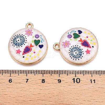Printed Rack Plating Alloy Enamel Pendants ENAM-T020-02A-1