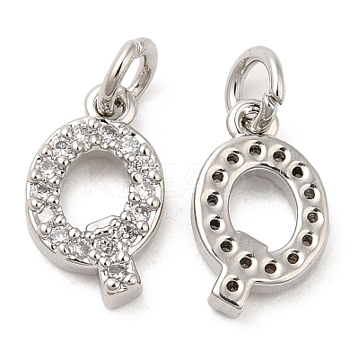 Brass Micro Pave Grade AAA Cubic Zirconia Charms ZIRC-P067-11P-Q-NR-1