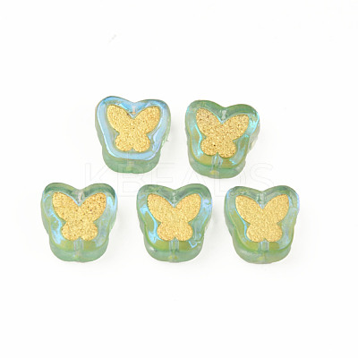 Electroplate Transparent Handmade Lampwork Beads LAMP-Q032-04B-1