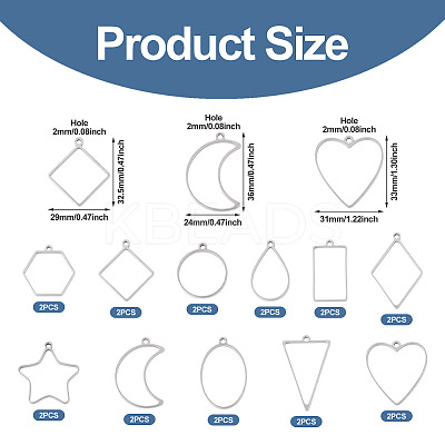 22Pcs 11 Styles 304 Stainless Steel Pendants STAS-TA0003-20-1
