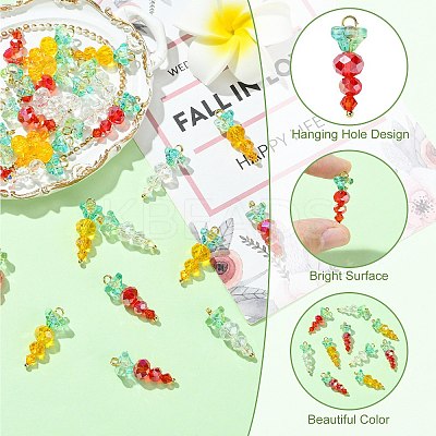 30Pcs 3 Styles Glass Pendants PALLOY-CJ00094-1