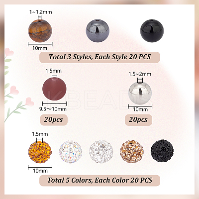 200Pcs 10 Style DIY Round Beads Jewelry Making Finding Kits DIY-PH0021-75-1