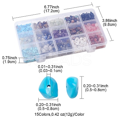 180G 15 Styles Natural & Synthetic Mixed Gemstone Beads Set G-FS0005-73-1