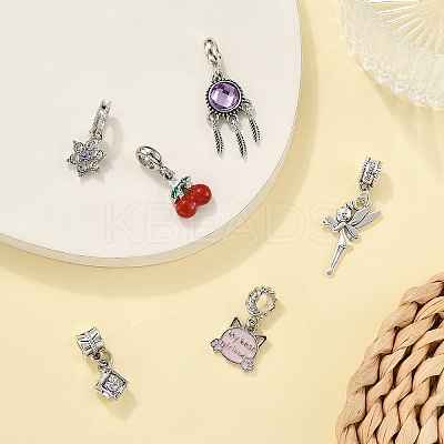18Pcs 6 Styles Alloy Enamel with Crystal Rhinestone European Dangle Charms FIND-YW0006-85-1