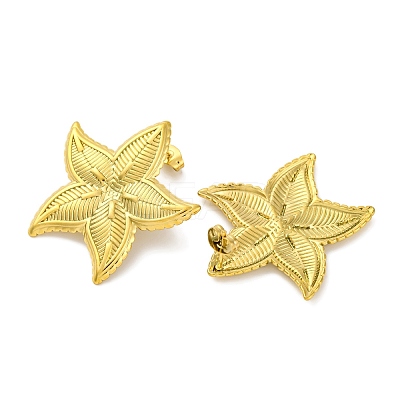 Ion Plating(IP) 304 Stainless Steel Starfish Stud Earrings EJEW-D281-22G-1