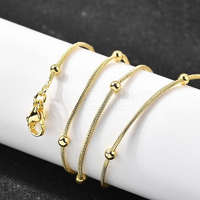 3MM Brass Round Ball Snake Chain Necklaces NJEW-M108-03G-1
