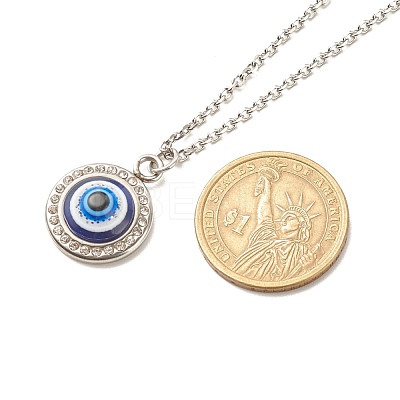Non-Tarnish Stainless Steel Evil Eye Pendant Necklace for Women NJEW-JN03893-1