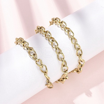 6MM 304 Stainless Steel Cuban Link Chain Necklaces for Women NJEW-B145-01G-1