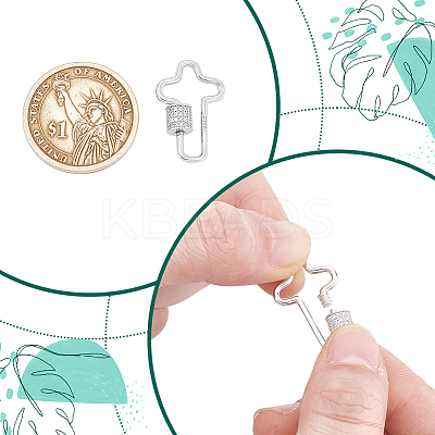 1Pc 925 Sterling Silver Screw Carabiner Lock Charms STER-NB0001-20B-P-1