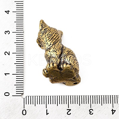 Brass Cat Miniature Figurines Statues for Home Office Desktop Ornament KK-S335-04AB-C-1