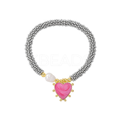 Brass Enamel Heart Charm Bracelets FS-WGFECDF-03-1