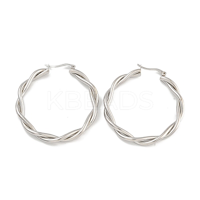304 Stainless Steel Twist Ring Hoop Earrings for Women EJEW-U022-14P-1