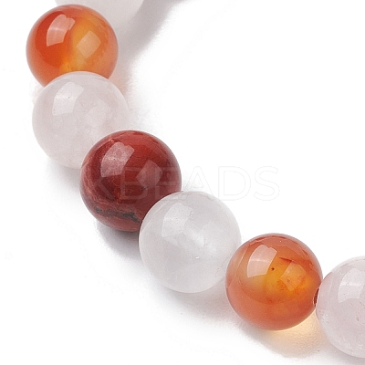 8mm Round Natural Red Jasper & Rose Quartz & Carnelian & Quartz Crystal Beaded Stretch Bracelets for Women X-BJEW-JB10625-04-1