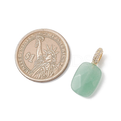 3Pcs 3 Styles Natural Green Aventurine Faceted Pendants PALLOY-JF04934-1