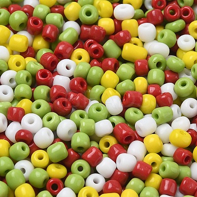 4 Colors Christmas 6/0 Glass Round Seed Beads SEED-X0058-03C-1