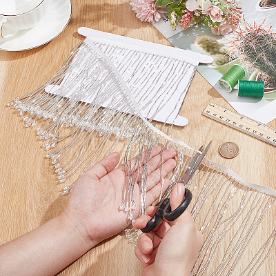 1 Yard Polyester Lace Ribbon with Glass Beads Tassel OCOR-NB0002-13C-1